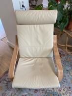 Fauteuil en voetenbank Ikea Poäng ecru, Huis en Inrichting, Fauteuils, Ophalen, Zo goed als nieuw, 75 tot 100 cm, 50 tot 75 cm