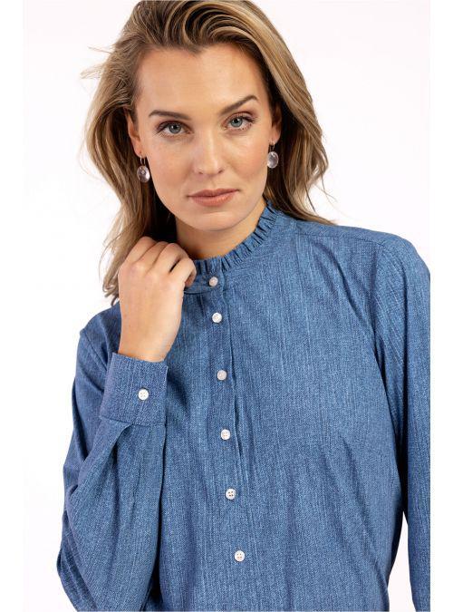 Studio anneloes bodie jeans blouse M denim travelstof, Kleding | Dames, Blouses en Tunieken, Zo goed als nieuw, Maat 38/40 (M)
