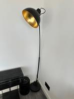 Zwarte industriële stalamp met gouden binnenkap 150 cm, Ophalen, Gebruikt, 100 tot 150 cm, Industrieel