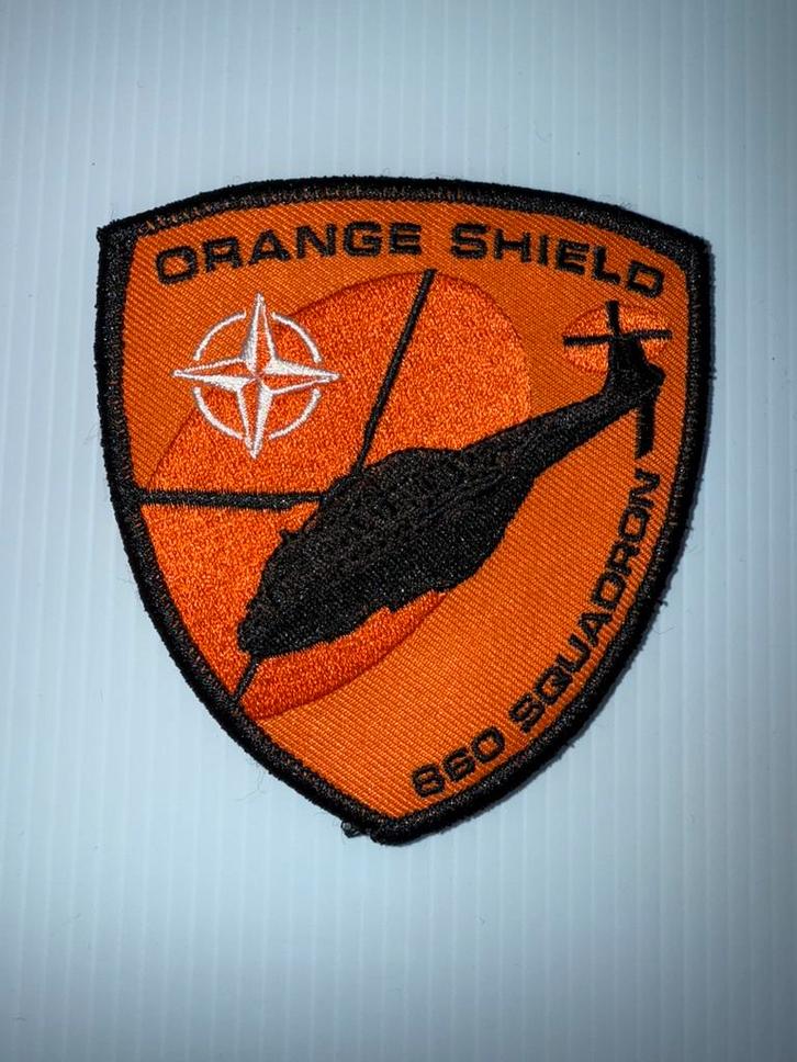 Orange Shield 860 SQ Patch - Laatste!, Verzamelen, Militaria | Algemeen, Overige soorten, Embleem of Badge, Overige gebieden, Ophalen of Verzenden