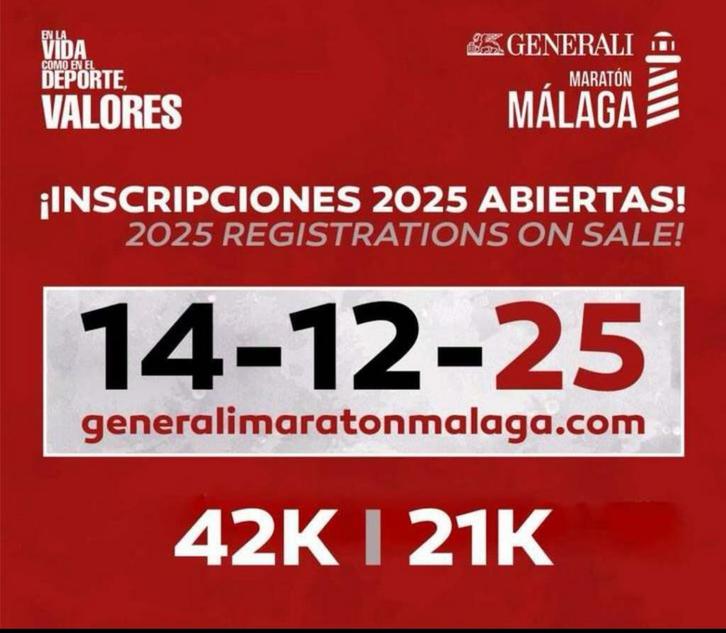 Twee tickets halve marathon Malaga, Tickets en Kaartjes, Sport | Overige, Drie personen of meer, Maart