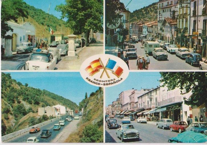 Spanje, La Junquera met auto's, grens douane, Verzamelen, Ansichtkaarten | Buitenland, Gelopen, Spanje, 1960 tot 1980, Ophalen of Verzenden