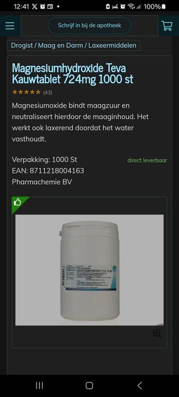 Magnesiumhydroxide 724mg 1000stuks nieuw! beschikbaar voor biedingen