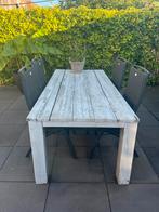 Houten Tuintafel met 4 Stoelen & Kussens, 200 cm of meer, Zo goed als nieuw, Vier personen, Rechthoekig