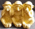 Goudkleurig beeldje drie wijze apen horen, zien en zwijgen, Ophalen of Verzenden, Zo goed als nieuw, Dier
