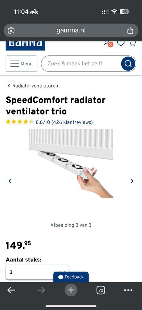 Radiator ventilator, Doe-het-zelf en Verbouw, Verwarming en Radiatoren, Zo goed als nieuw, Radiator, Minder dan 200 watt, Minder dan 30 cm