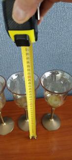 Mooie antieke 3 Kandelaars brons/messing met geslepen glas, Ophalen of Verzenden, Koper of Brons