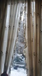 Franse antieke vitrage met rouche, Ophalen of Verzenden, Zo goed als nieuw, 200 cm of meer