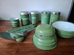 Emaille groen keuken blikken bakken lepelrek lepels vintage, Antiek en Kunst, Antiek | Emaille, Ophalen of Verzenden