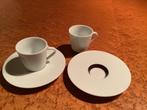 2 nespresso espresso kop en schoteltjes en lepeltjes, Ophalen, Zo goed als nieuw, Overige stijlen, Kop(pen) en/of Schotel(s)