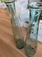 2 blauwe vazen, Ophalen, Blauw, 75 cm of meer, Glas