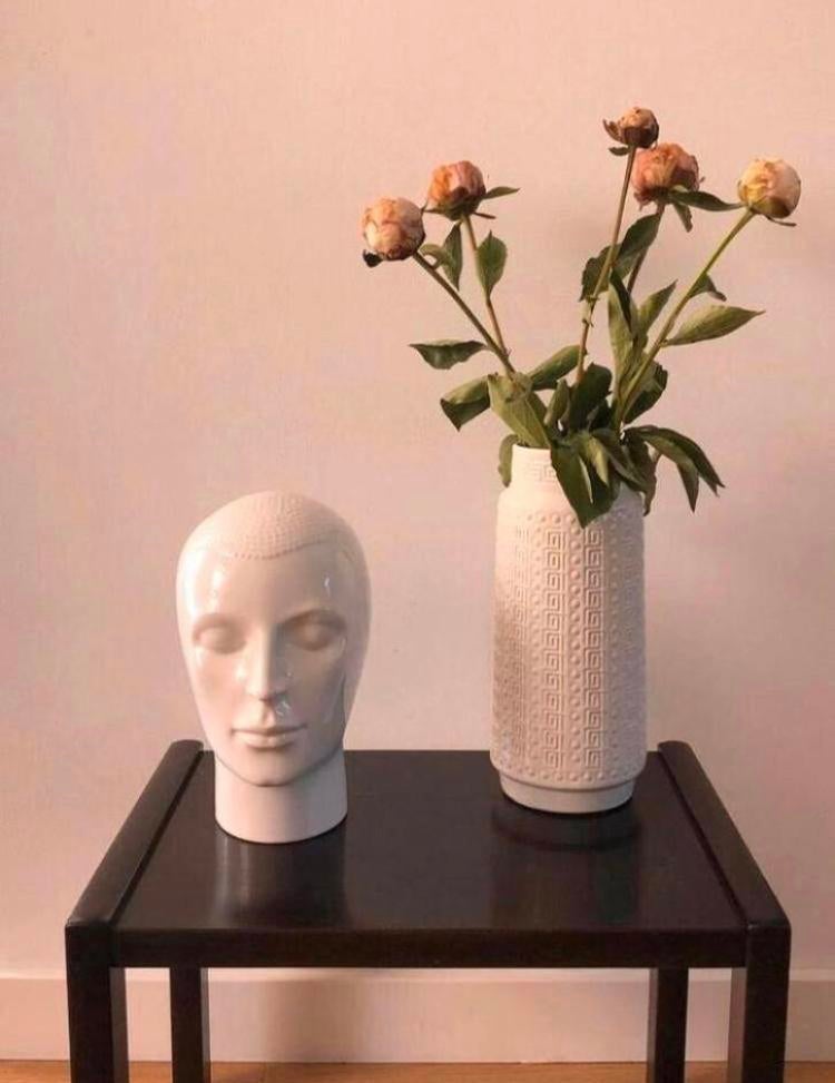 Vntage etalage/ mannequin/ koptelefoon/ pruik hoofd | ‘ 70, Antiek en Kunst, Ophalen of Verzenden