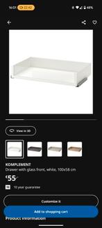 Ikea Komplement lade met glasfront - 100x58 cm, Huis en Inrichting, 100 tot 150 cm, Ophalen of Verzenden, Zo goed als nieuw, Glas