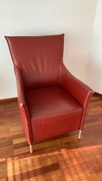 Leren fauteuil rood Paul Hofstede, Huis en Inrichting, Fauteuils, Ophalen, Zo goed als nieuw, 50 tot 75 cm