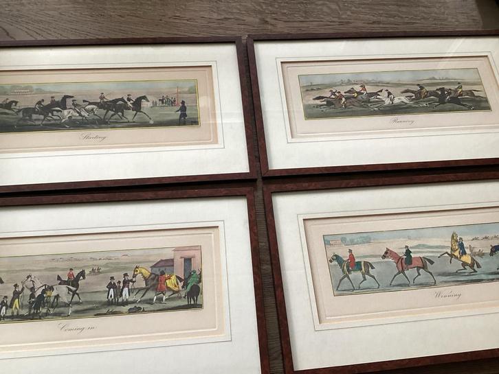 Oude Etsen Paardenrace - Set van 4. James Pollard, Dieren en Toebehoren, Paarden en Pony's | Overige Paardenspullen, Ophalen of Verzenden