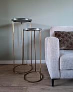 Bijzettafel Chique goud marmer Zuil Pliaar 2 stuks Nieuw, Huis en Inrichting, Ophalen, Minder dan 55 cm, Metaal of Aluminium, Rond