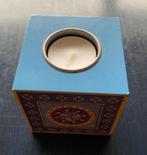 Blauw, vierkant houten waxinelichtje, theelichtje; leuke zij, Huis en Inrichting, Gebruikt, Blauw, Ophalen of Verzenden, Kandelaar