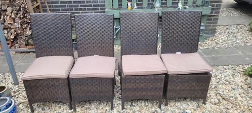 Tuinstoelen met kussentjes, Tuin en Terras, Tuinstoelen, Gebruikt, Kunststof, Ophalen