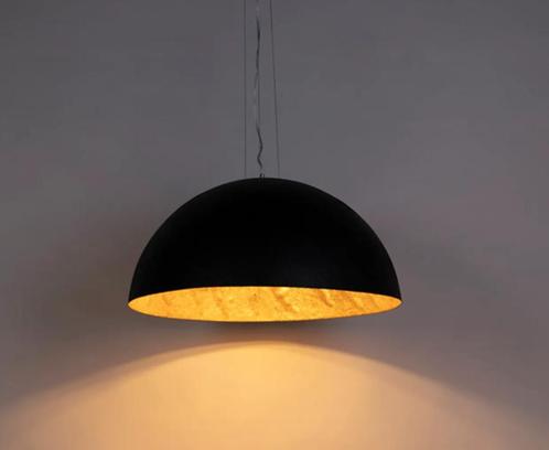 Prijs Verlaagd 3 industriële hanglampen zwart met goud 70 cm, Huis en Inrichting, Lampen | Hanglampen, Zo goed als nieuw, 75 cm of meer