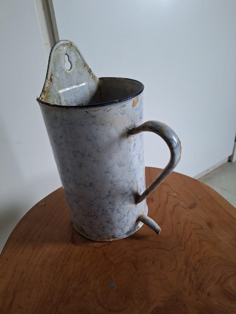 Vintage Emaille Wandvaas met Handvat, Antiek en Kunst, Ophalen