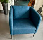 Blauwe stoffen fauteuil met bijbehorend kussen, Ophalen, Gebruikt, Minder dan 75 cm, Modern