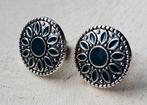 vintage boho oorbellen stekers donkergroen, Ophalen of Verzenden, Nieuw, Groen, Overige materialen