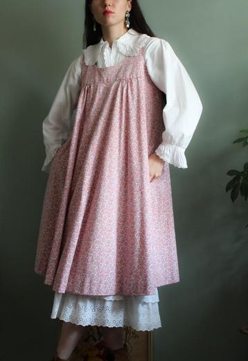 Vintage roze liberty jurk 80s S 