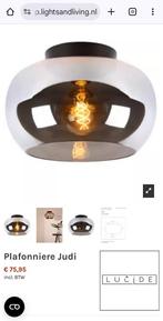 Plafonniere / Plafondlamp Lucide Judi Smoked / Gerookt glas, Ophalen of Verzenden, Zo goed als nieuw, Glas