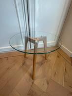 Salontafeltjes, setje, bijzettafeltjes,glas,metaal,eikenhout, 45 tot 60 cm, Minder dan 55 cm, Rond, Ophalen of Verzenden