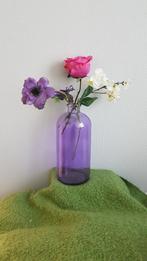 Paarse fles - vaas glas, Overige kleuren, Ophalen of Verzenden, Minder dan 50 cm, Glas