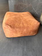 Vegan cognac kleurige leren poef, Huis en Inrichting, Ophalen, Vierkant, Leer, 75 tot 100 cm