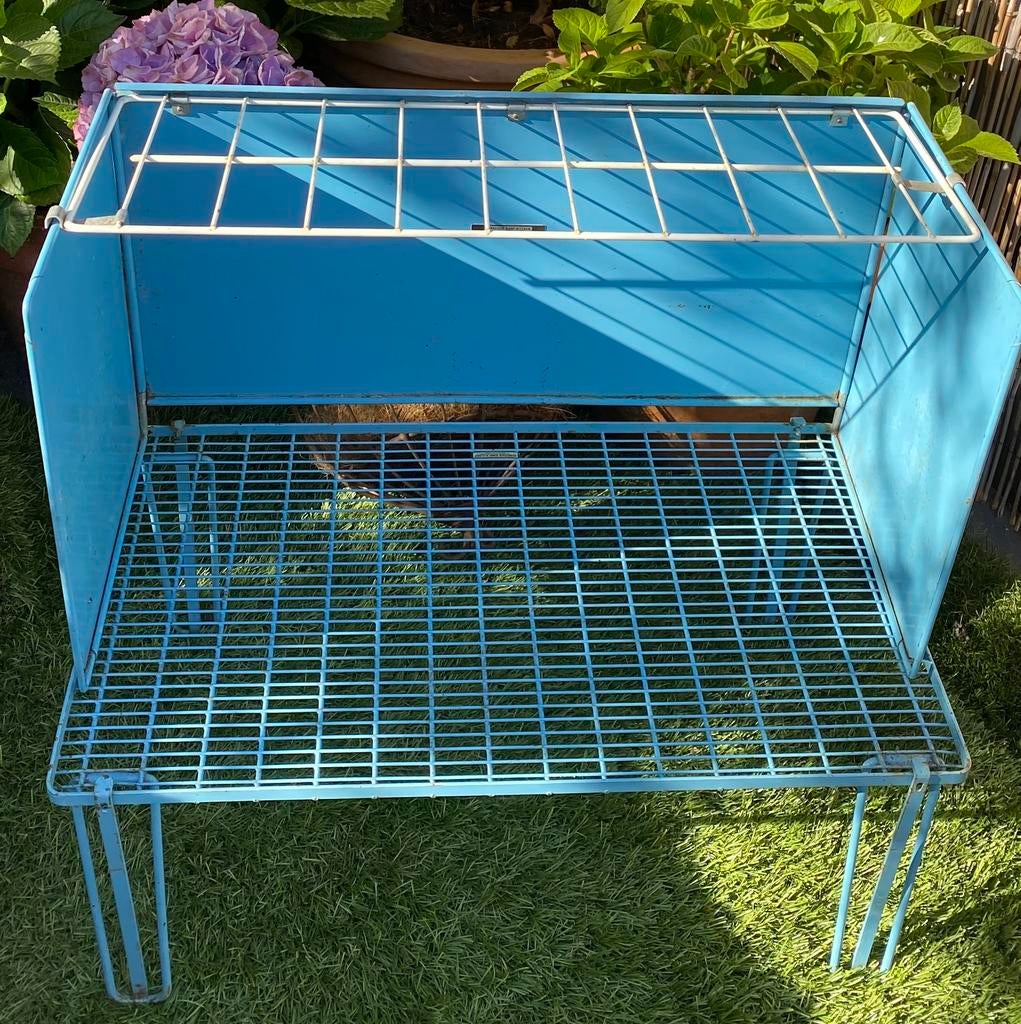 Vintage metalen tafeltje met windscherm, Ophalen, Gebruikt, Campingtafel