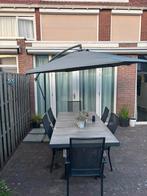 Hang/zweefparasol grijs 3m incl kruisbasis, hoes en 4 tegels, Ophalen, Zo goed als nieuw, Zweefparasol