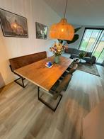 3 stoelen vanTower Living Ferro + eiken eettafel 220 cm, Ophalen, Eikenhout, 200 cm of meer, Zo goed als nieuw