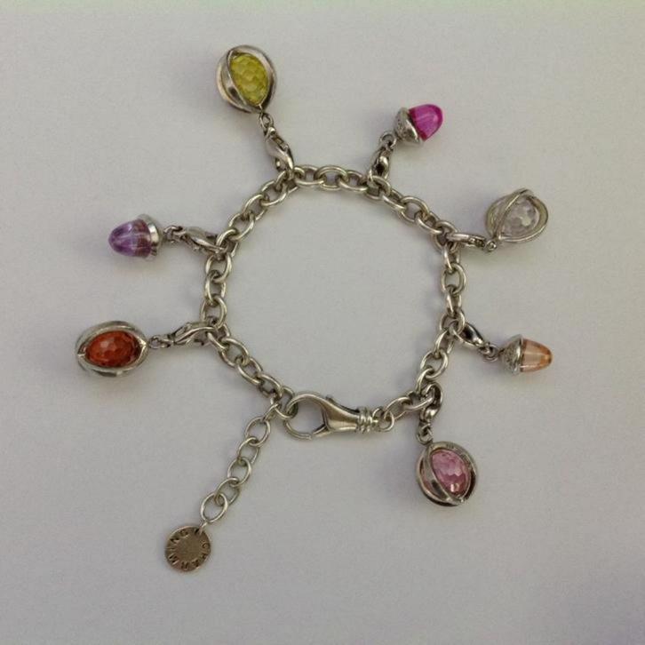 Prachtige Ti Sento zilveren bedelarmband met 7 bedels, Sieraden, Tassen en Uiterlijk, Armbanden, Zo goed als nieuw, Zilver, Zilver