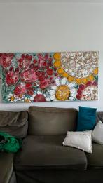 Kleurrijk abstract bloemenschilderij 180x90 cm, Antiek en Kunst, Ophalen
