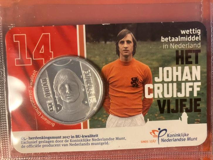 Coincard Johan Cruijff Vijfje (BU-kwaliteit), Postzegels en Munten, Munten | Nederland, Euro's, Koningin Beatrix, Ophalen of Verzenden