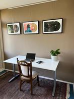 Bureau ikea verstelbaar 160x80 wit, Ophalen, In hoogte verstelbaar, Gebruikt, Bureau