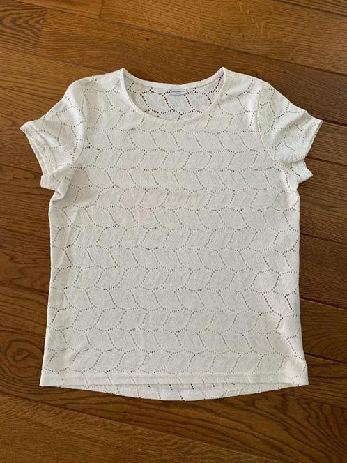 Ecru opengewerkte top van Jacqueline de Young, maat M, Kleding | Dames, Tops, Zo goed als nieuw, Maat 38/40 (M), Beige, Korte mouw