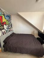 Tweepersoonsbed - Grijze Bedframe 160x200, Ophalen, Tweepersoons, Zo goed als nieuw, 200 cm