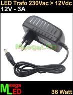 LED Trafo Voeding Adapter Driver - 230V > 12V - 3A = 36W –S1, Ophalen of Verzenden, Nieuw, LEDtrafo