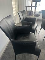 Kalfs leren eetstoelen 4 stuks, Ophalen, Gebruikt, Zwart, Leer