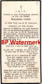 Visser Willemke 1873 makkum 1954 Bolsward - Haagma - 22787, Bidprentje, Ophalen of Verzenden