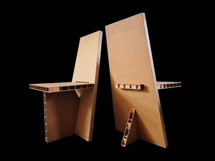 Fraaie Dutch design conceptuele green panel design stoelen, Huis en Inrichting, Stoelen, Gebruikt, Twee, Overige materialen, Ophalen