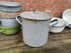 Grijsgewolkt emaille hoge pan, Antiek en Kunst, Antiek | Emaille, Ophalen