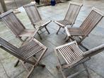 6 inklapbare teakhouten tuinstoelen, Ophalen, Gebruikt, Teakhout