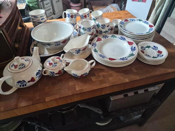 Vintage Boch Belgium servies voor Royal Sphinx – Boerenbont, Antiek en Kunst, Antiek | Servies compleet, Ophalen