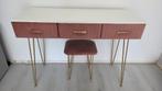 Luxe vintage roze kaptafel met kruk, Huis en Inrichting, Ophalen, Zo goed als nieuw, Hout, Minder dan 100 cm
