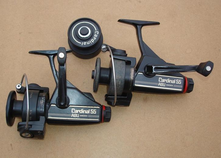 2 vintage molens Abu 55 cardinal, Watersport en Boten, Hengelsport | Algemeen, Gebruikt, Molen, Ophalen