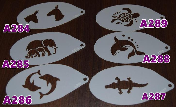 schmink stencil sjabloon vanaf 1,25 pst heel veel soorten, Hobby en Vrije tijd, Feestartikelen, Nieuw, Schmink, Carnaval, Ophalen of Verzenden